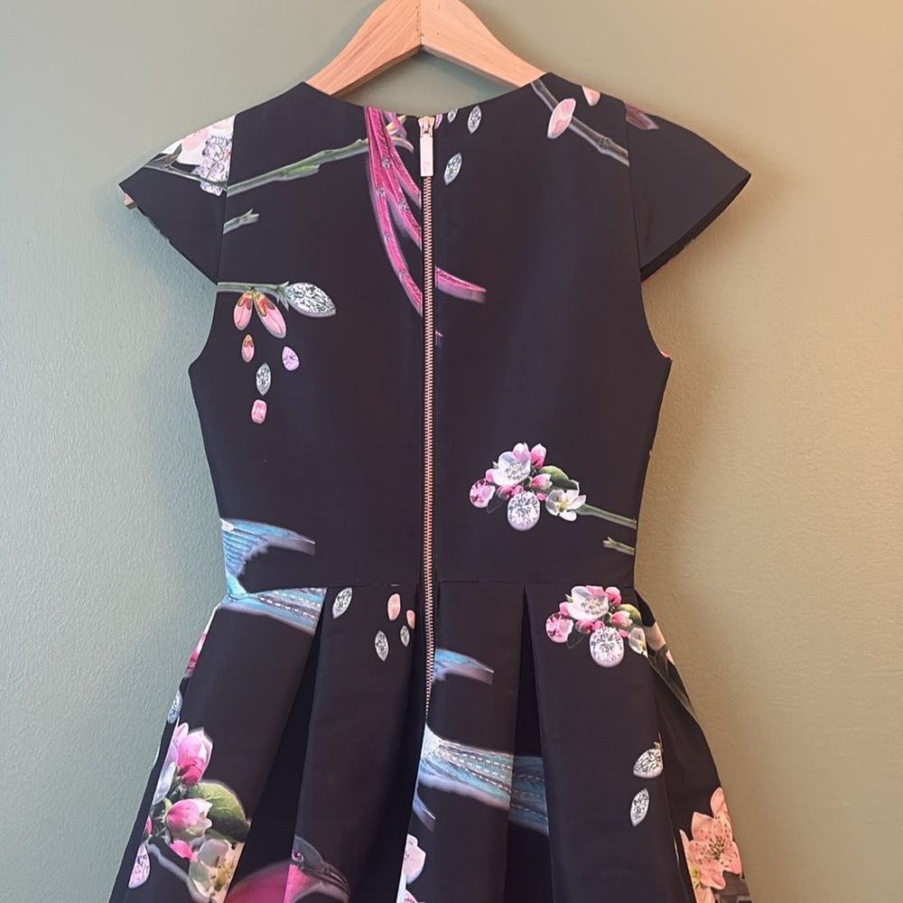 Ted Baker Zaldana Mini Dress Flight of the Orient Black Birds Novelty Sz 0 XXS - Picture 10 of 12